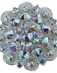 Bright Silver AB Crystal Conchos - Sizes from 1"- 3" and Buckles
