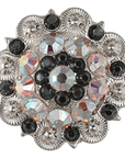 Bright Silver Jet & AB Crystal Conchos - Sizes from 1"- 3" and Buckles