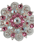 Bright Silver Pink & AB Crystal Conchos - Sizes from 1"- 3" and Buckles