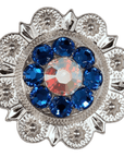 Bright Silver Capri & AB Crystal Conchos - Sizes from 1"- 3" and Buckles