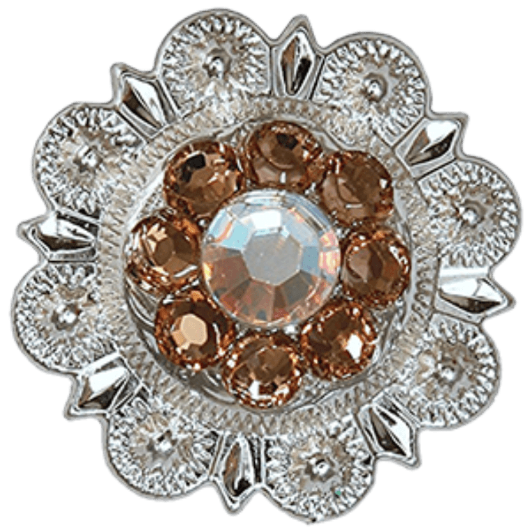 Bright Silver Champagne &amp; AB Crystal Conchos - Sizes from 1"- 3" and Buckles