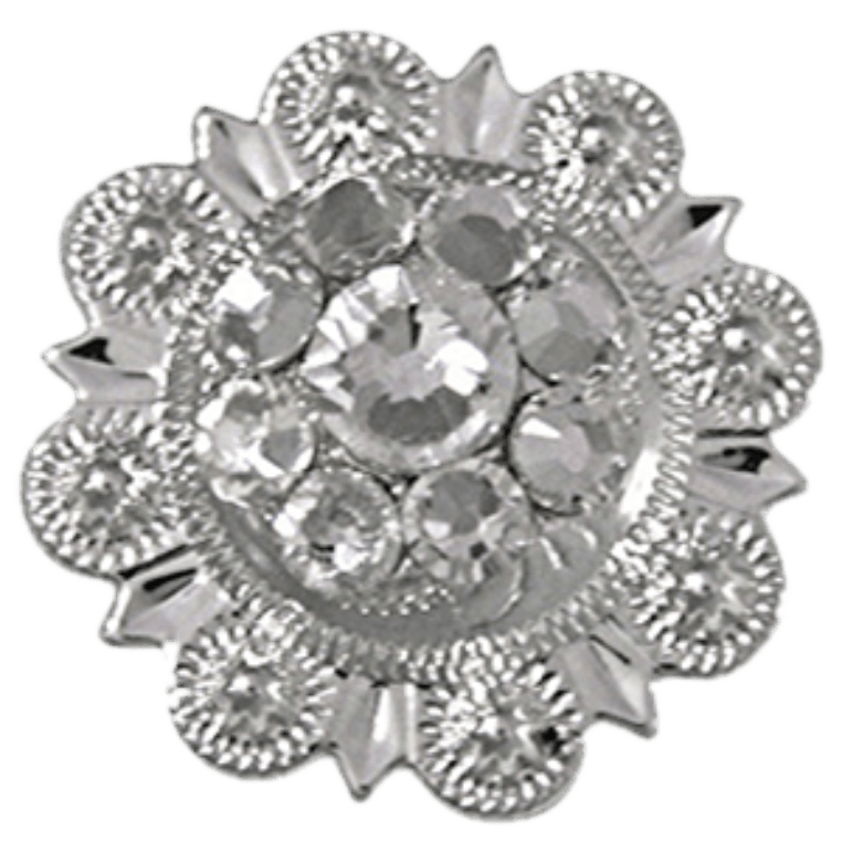 Bright Silver Clear Crystal Conchos - Sizes from 1"- 3" and Buckles