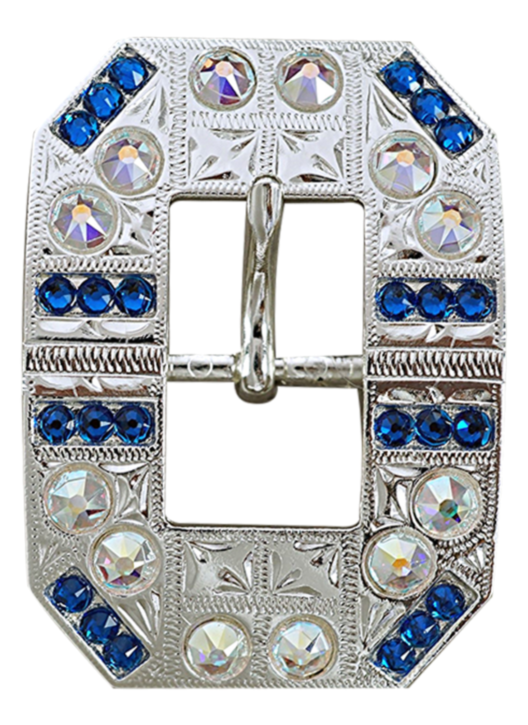 Bright Silver Capri &amp; AB Crystal Conchos - Sizes from 1"- 3" and Buckles