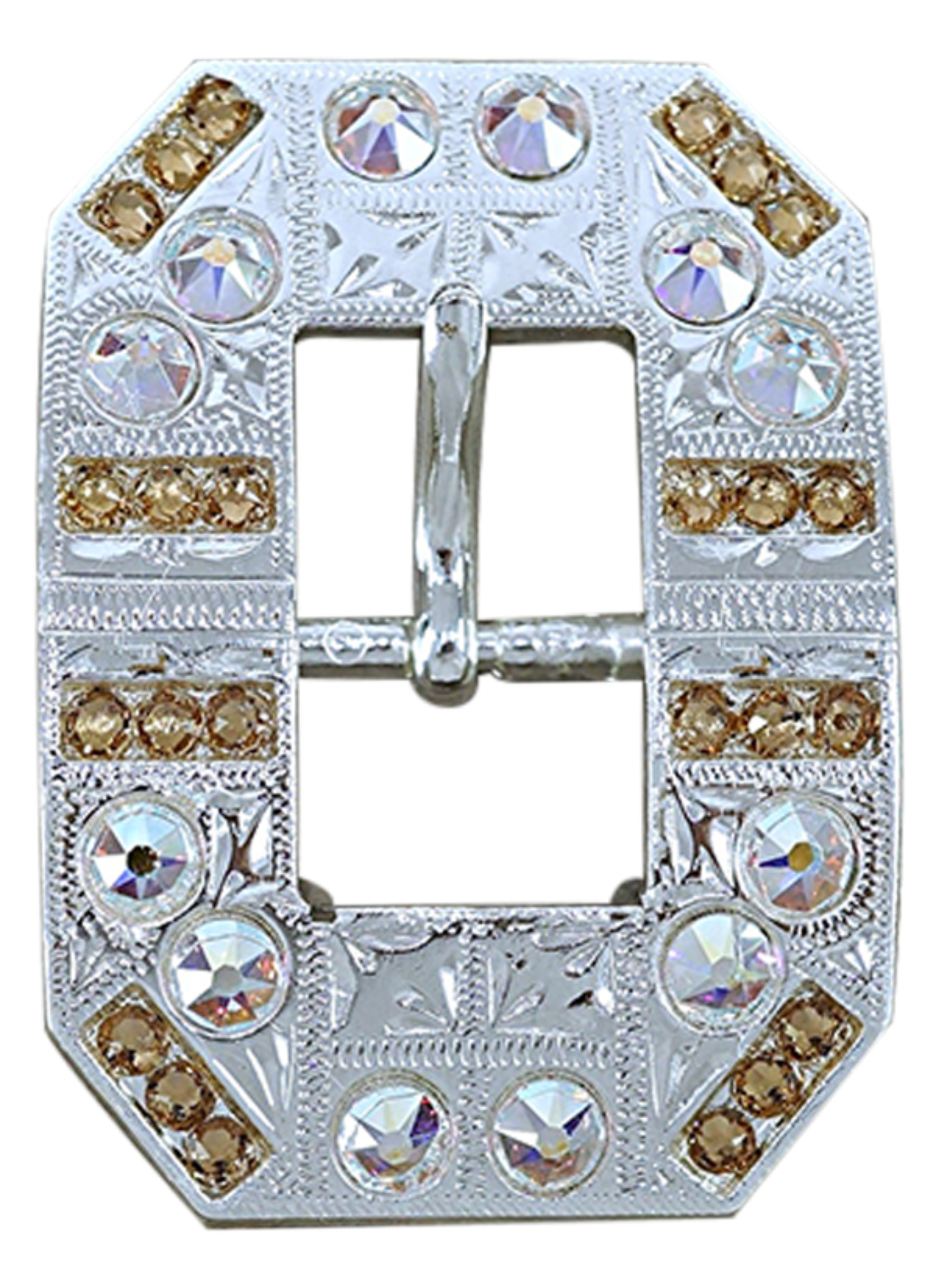 Bright Silver Champagne &amp; AB Crystal Conchos - Sizes from 1"- 3" and Buckles