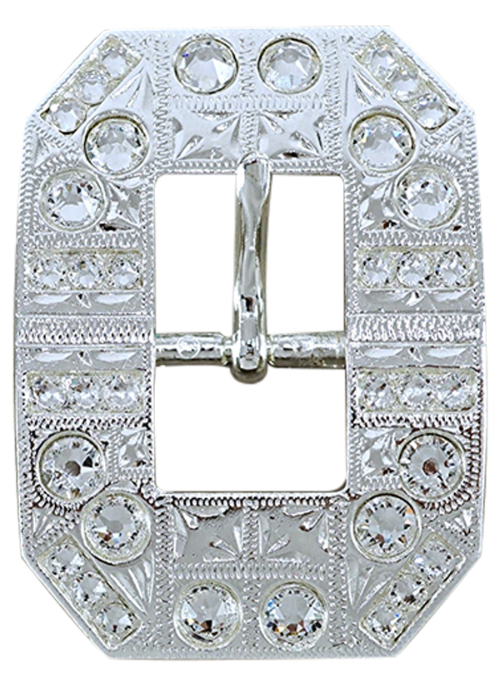 Bright Silver Clear Crystal Conchos - Sizes from 1"- 3" and Buckles
