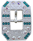 Bright Silver Teal & AB Crystal Conchos - Sizes from 1"- 3" and Buckles