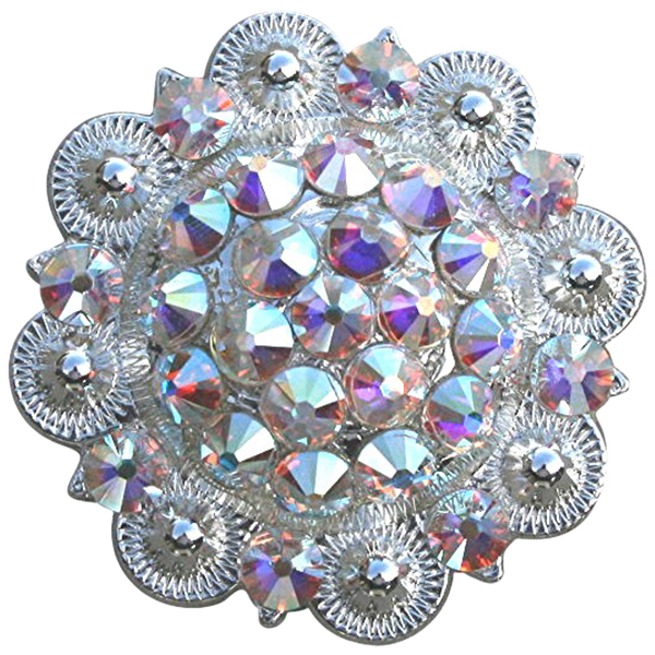 Bright Silver AB Crystal Conchos - Sizes from 1"- 3" and Buckles