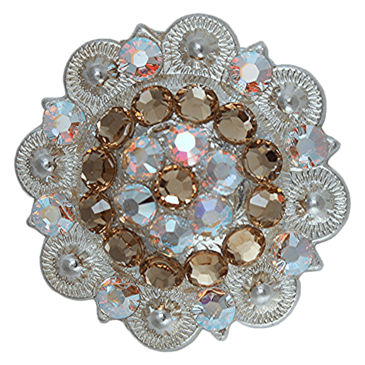 Bright Silver Champagne &amp; AB Crystal Conchos - Sizes from 1"- 3" and Buckles