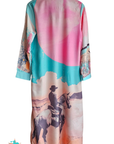 Baha Ranch Retro Pop Western Button Up Shirt Dress Duster