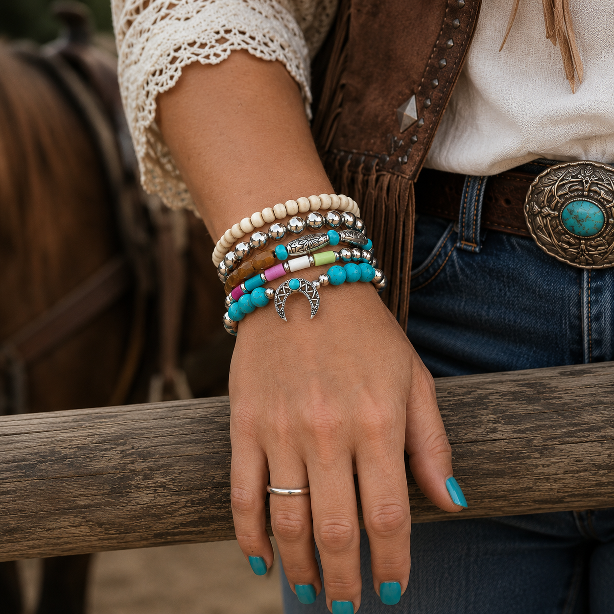 Southwest Crescent Bracelet Stack