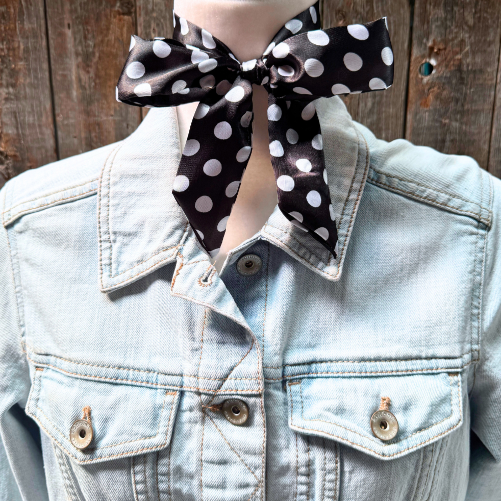 Black and White Western Skinny Mini Wild Rag Scarf / Cowgirl Necktie 