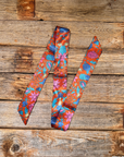 Blue and Rust Western Skinny Mini Wild Rag Scarf / Cowgirl Necktie 