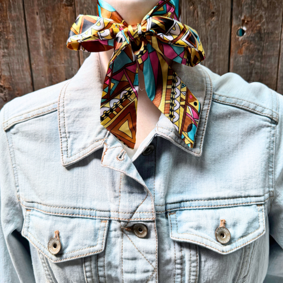 Brown and Yellow Western Skinny Mini Wild Rag Scarf / Cowgirl Necktie 