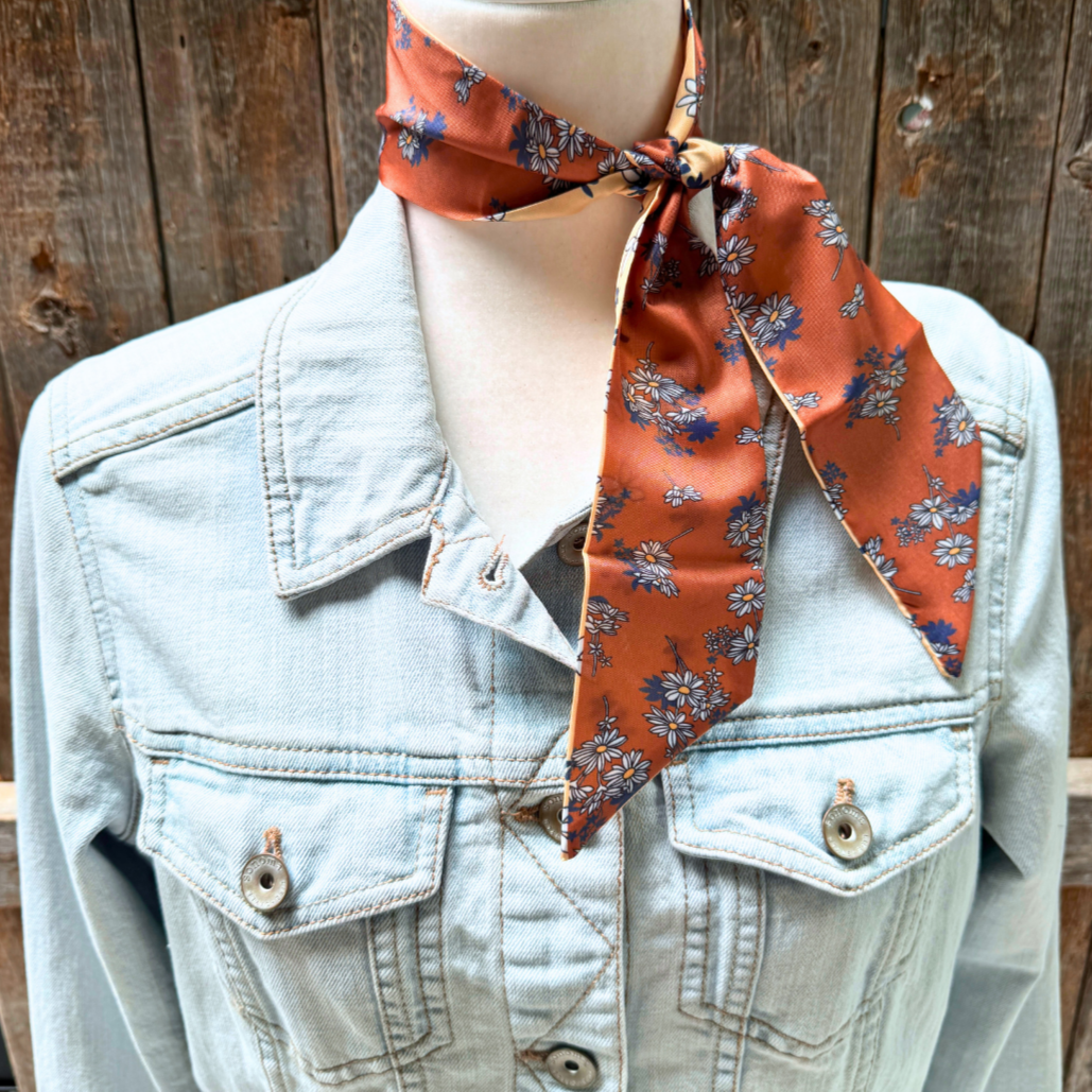 Brown and Tan Western Skinny Mini Wild Rag Scarf / Cowgirl Necktie 