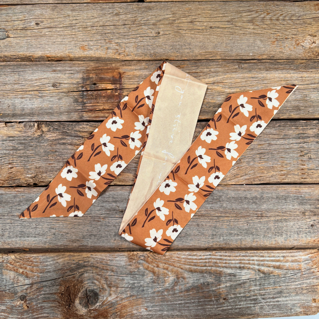Brown and Cream Western Skinny Mini Wild Rag Scarf / Cowgirl Necktie 