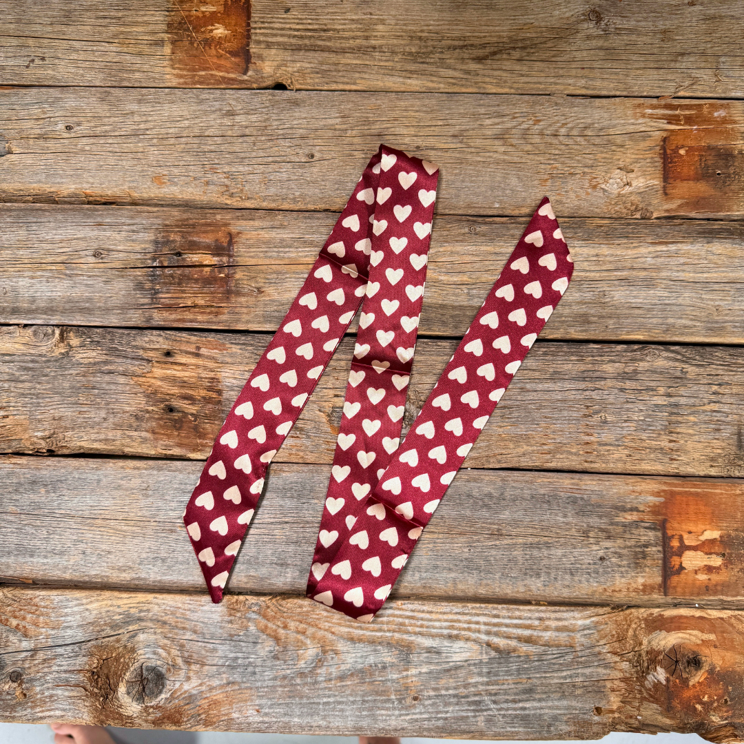 Burgundy and Cream Western Skinny Mini Wild Rag Scarf / Cowgirl Necktie 