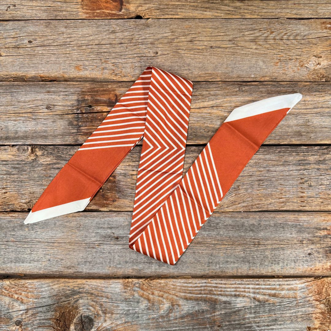 Burnt Orange and Cream Western Skinny Mini Wild Rag Scarf / Cowgirl Necktie 