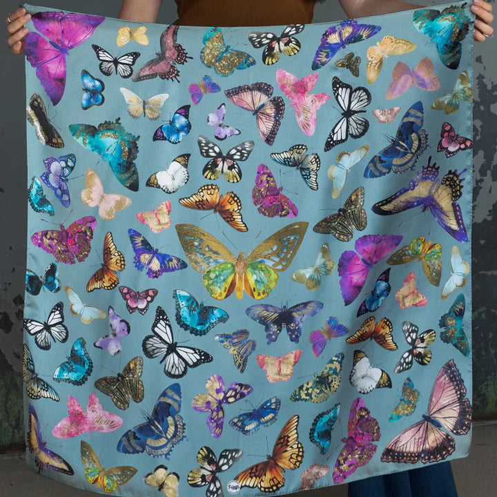 Butterflies Long Scarf - Chambray Blue