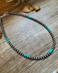 Sterling Silver Pearl & Blue Turquoise Necklace – 19"