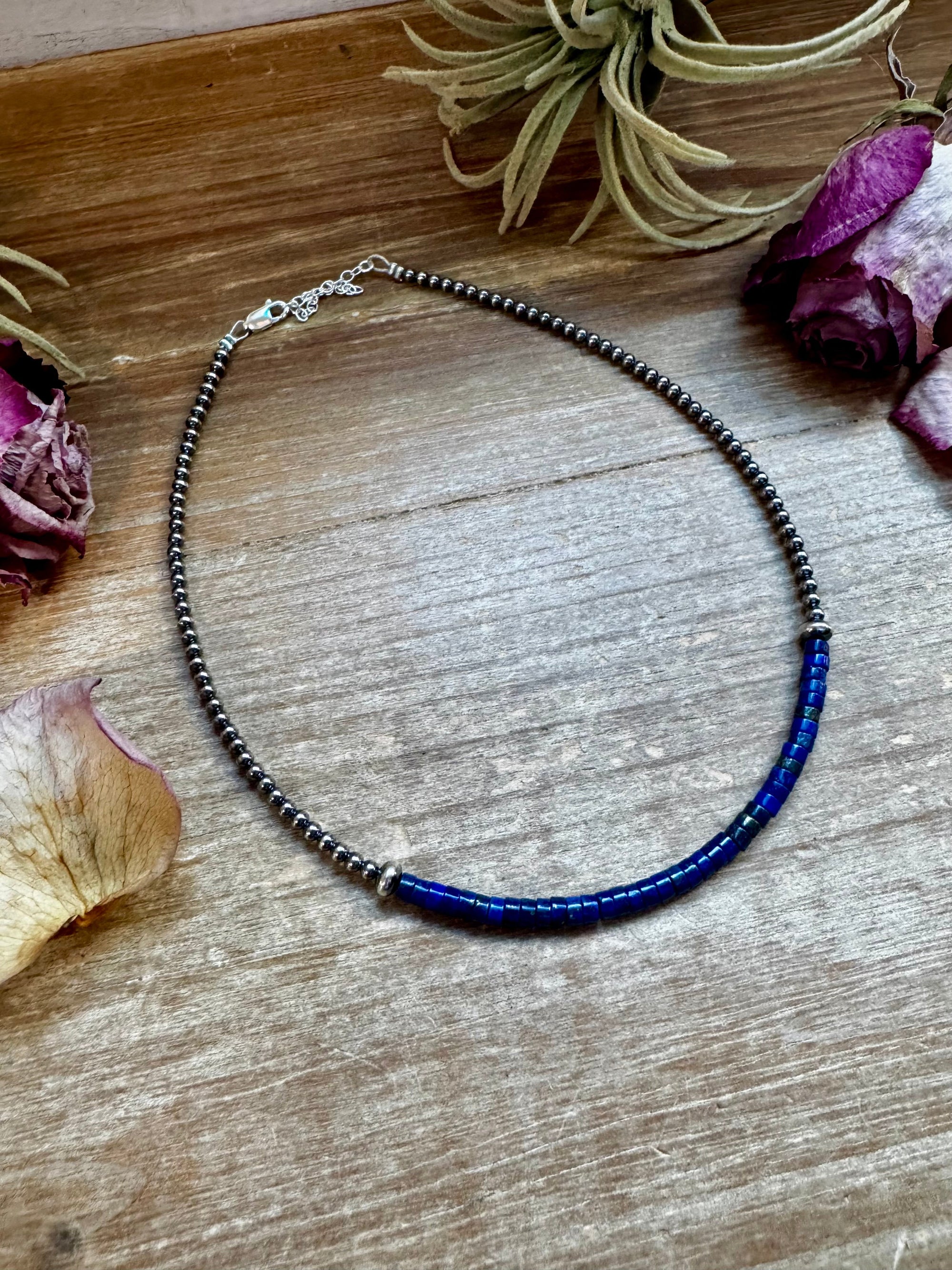 Lapis &amp; Sterling Silver Pearl Choker