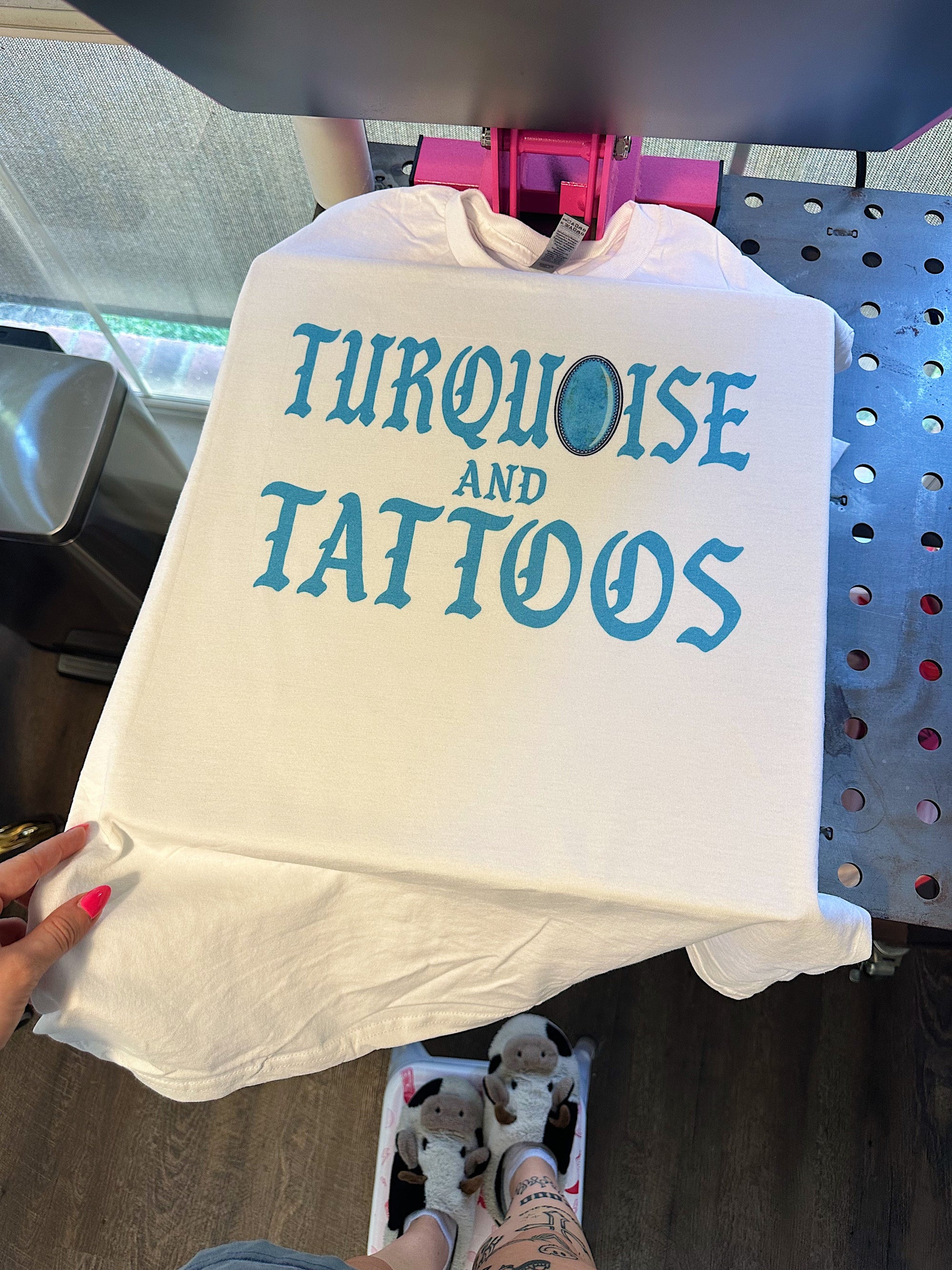 Turquoise &amp; Tattoos tee or crewneck