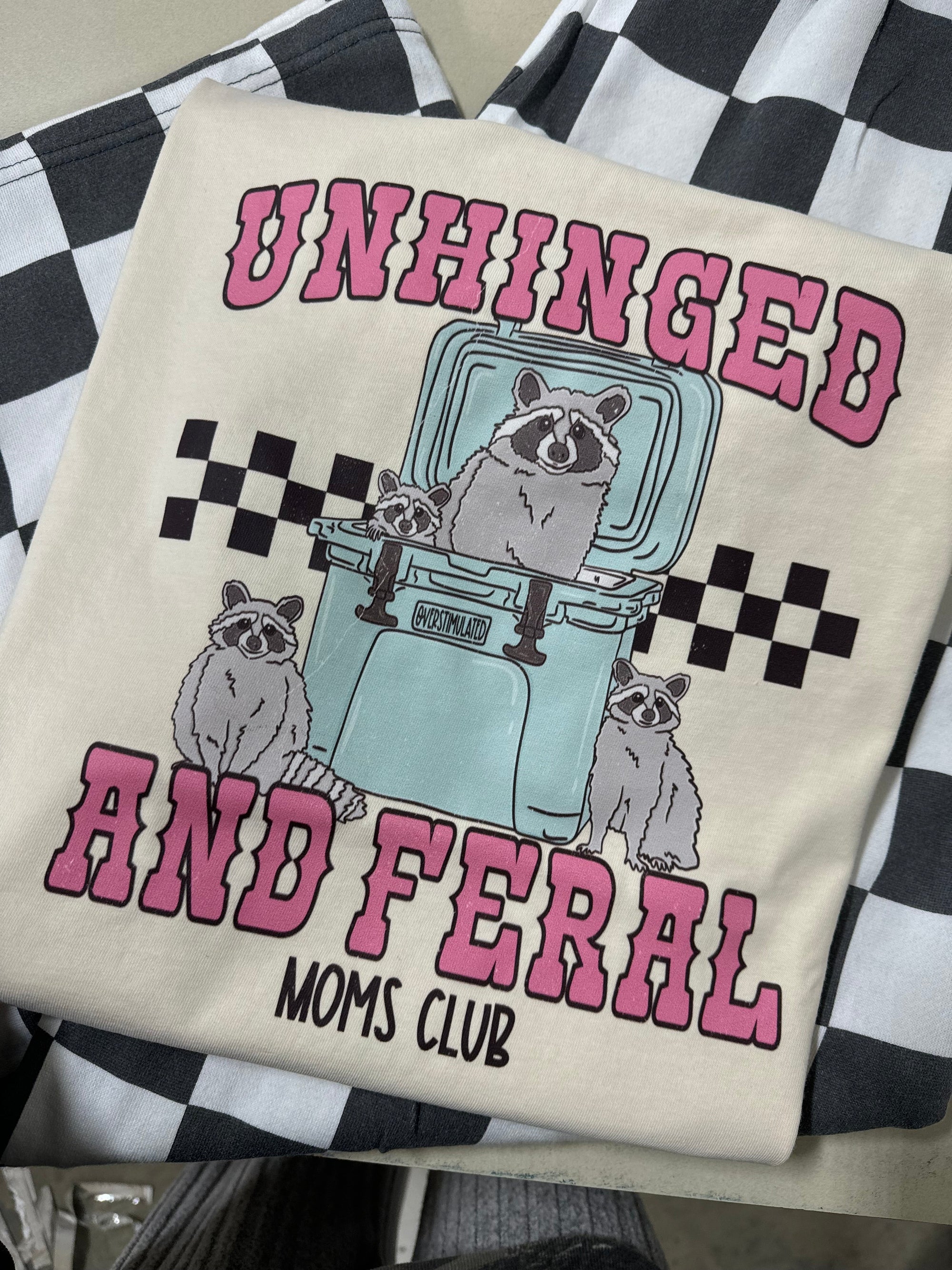 Unhinged and feral mom club raccoon  tee &amp; sweatshirt