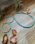 Turquoise Variscite & Pink Conch Hoop Earrings –  Exclusive Bijoux FAB Design