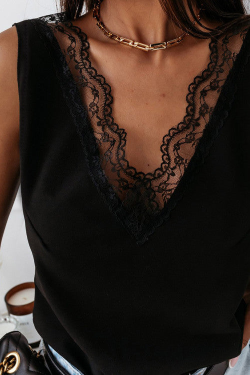 Black Lace Tank -clearance