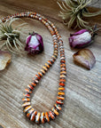 NFR Collection Necklace – Spiny Oyster & Turquoise with 6mm Sterling Silver Pearls – Handmade by The Bijoux FAB – 32.5"