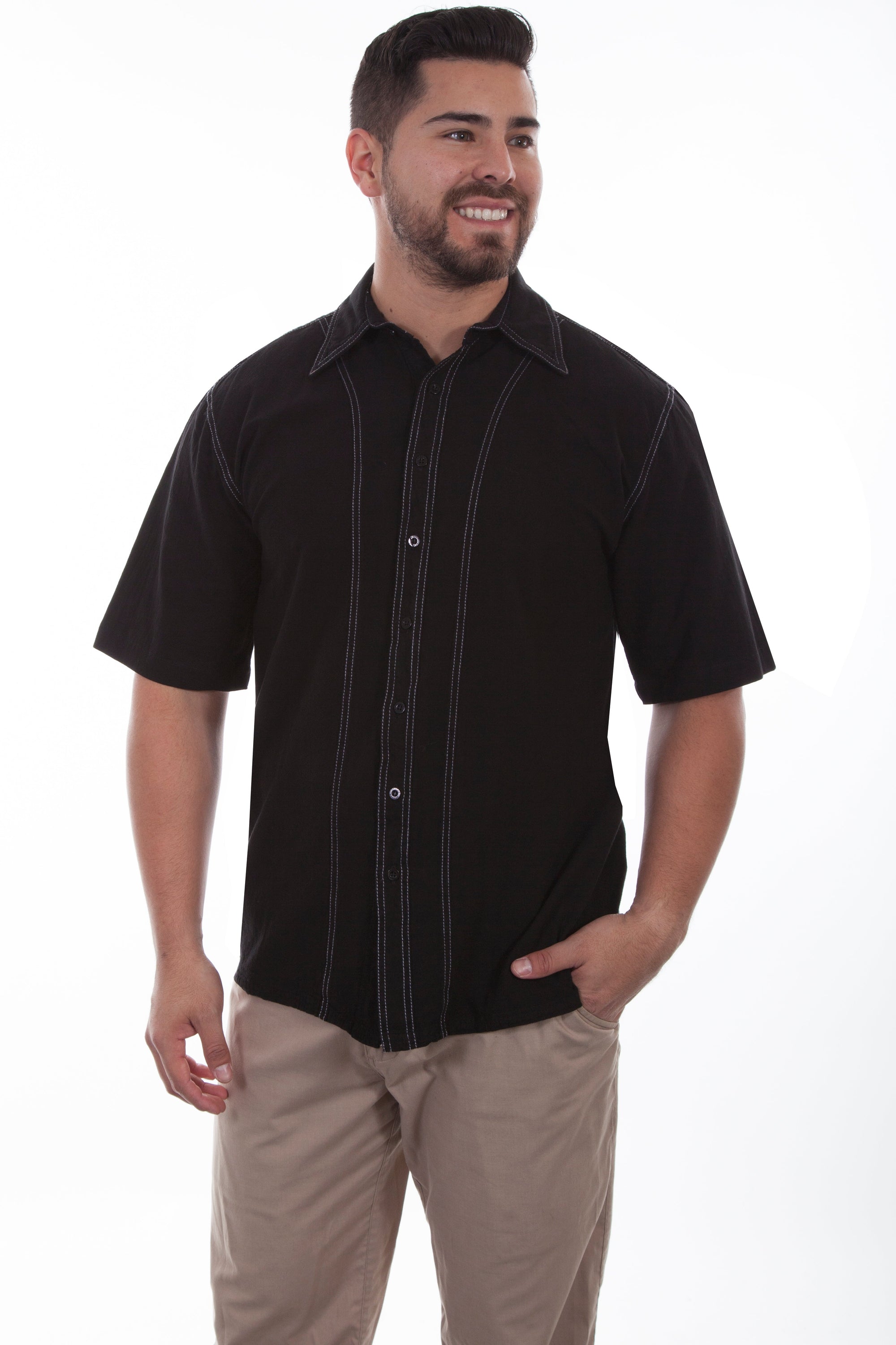 S/s Men's Contrast Stitch Shirt - CM6S