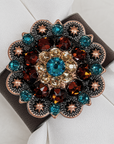 Copper Teal/Champagne/Topaz Crystal Concho Napkin Ring 