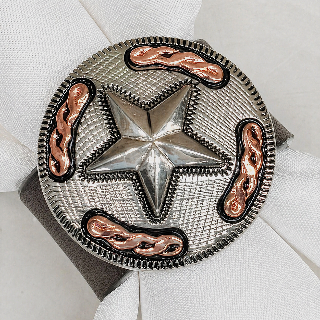 Antique Silver Texas Star Western Concho Napkin Ring 