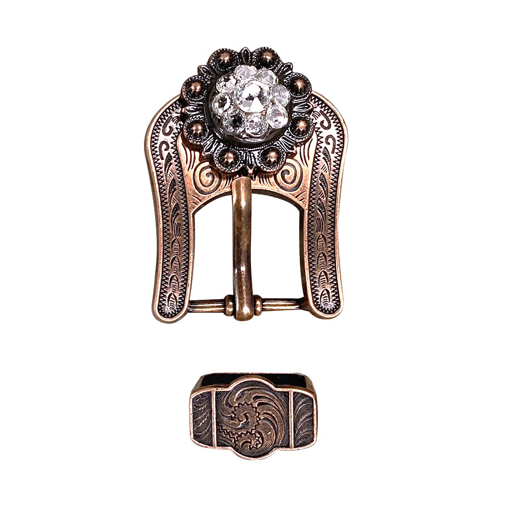 Copper Clear Crystal Conchos Sizes from 1"-3" and Buckles