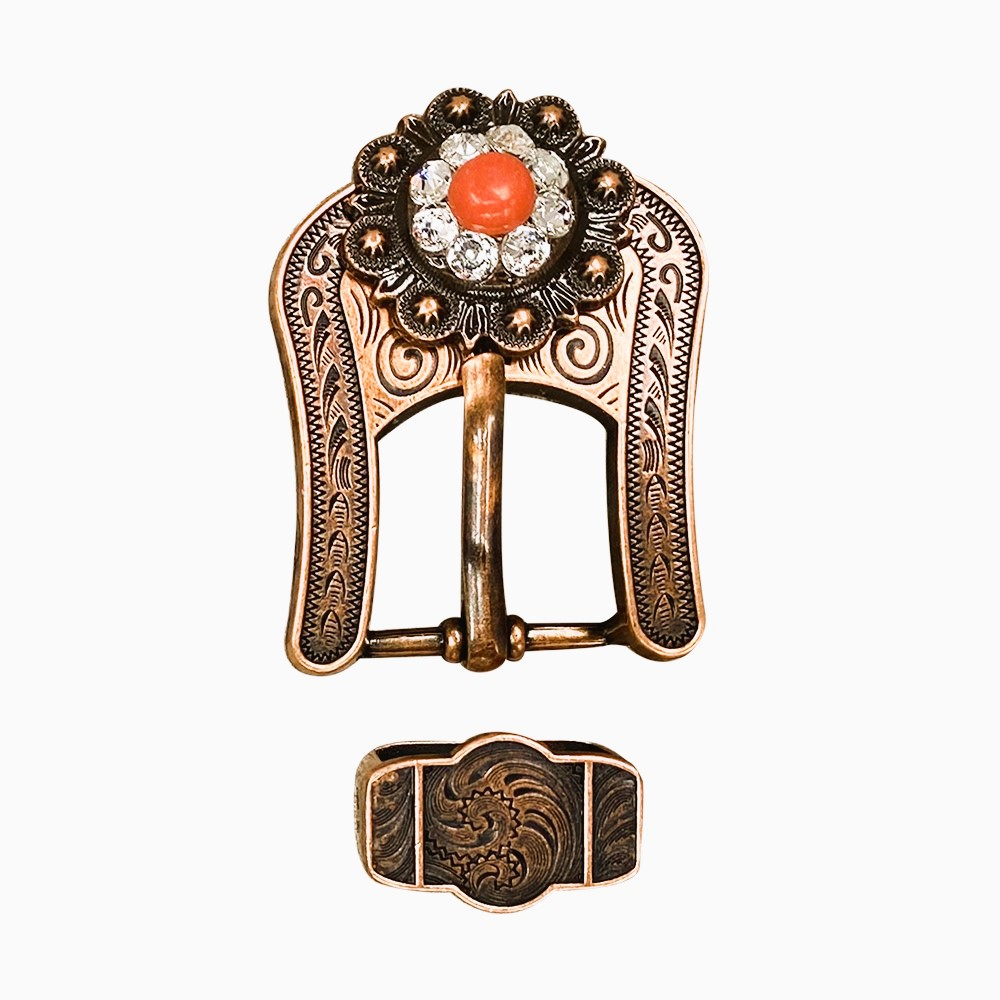 Copper Coral - Clear Crystal Conchos Sizes from 1"-3" and Buckles