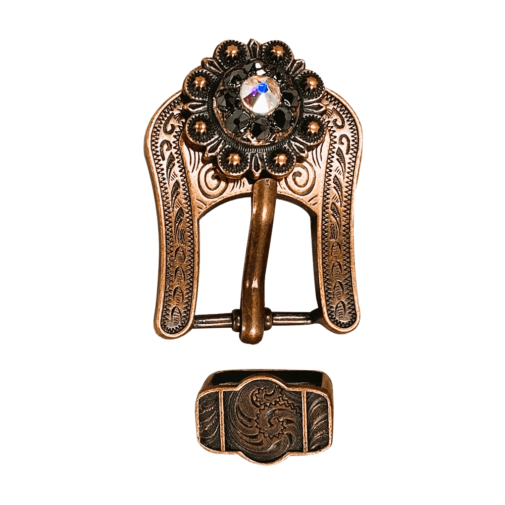 AB &amp; Jet Copper European Crystal Buckle Keeper Set