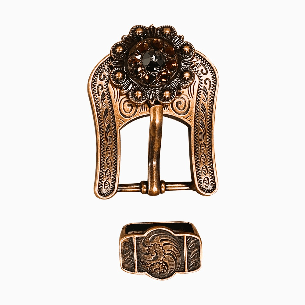 Jet Champagne &amp; Topaz Copper European Crystal Buckle Keeper Set
