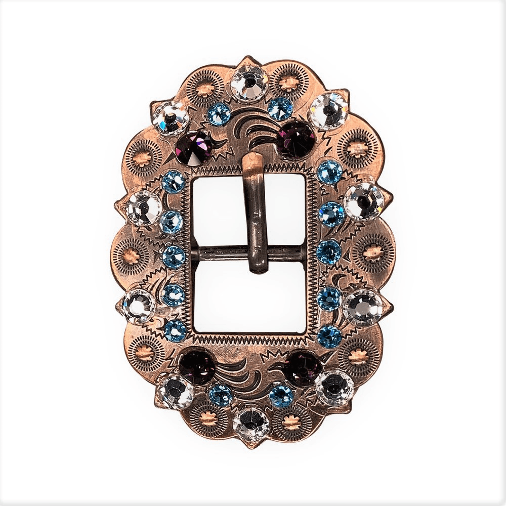 Amethyst, Aqua &amp; Clear Copper European Crystal Cart Buckle