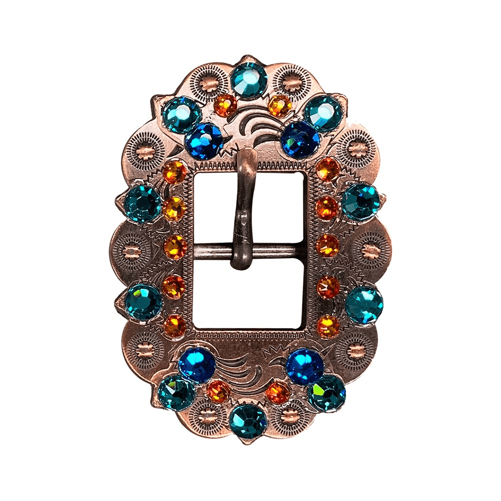 Capri Fire Opal &amp; Teal Copper European Crystal Cart Buckle
