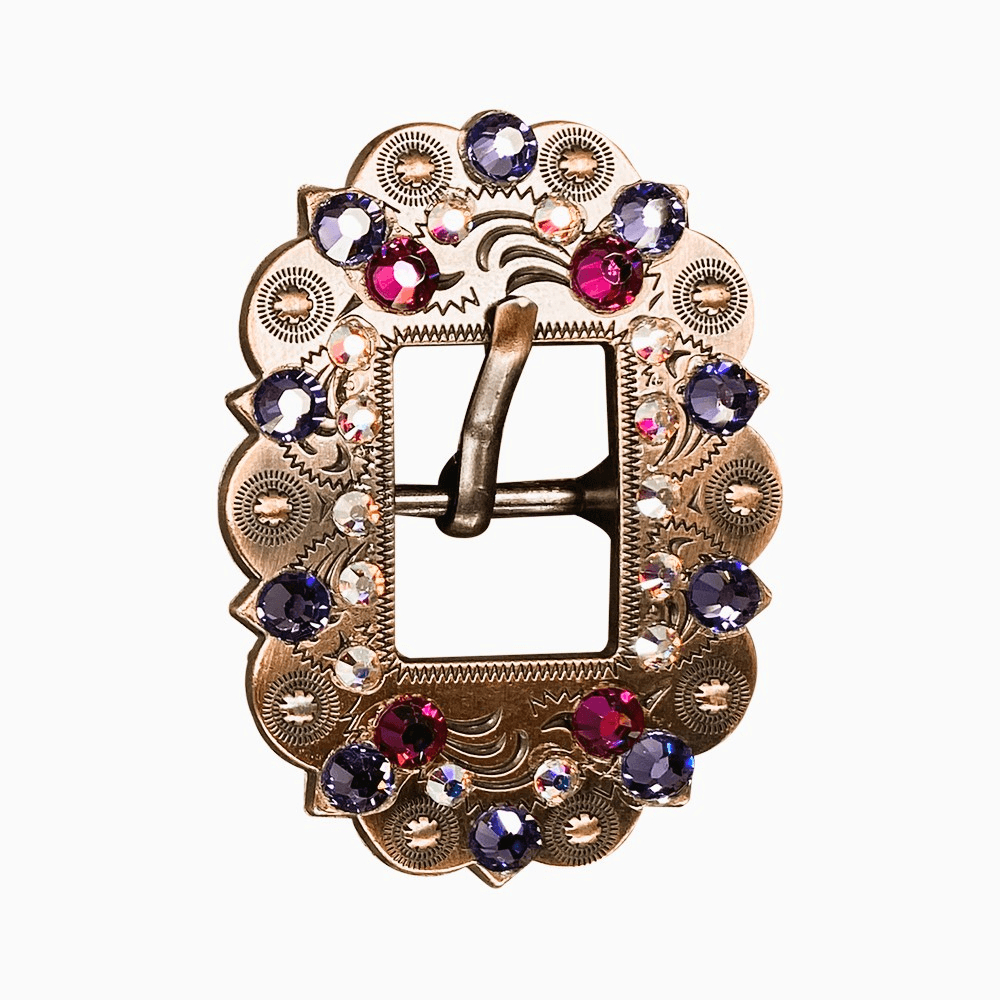 Fuchsia, AB &amp; Lilac Copper European Crystal Cart Buckle