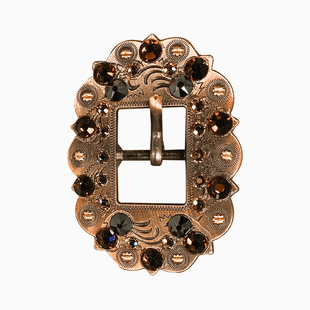 Jet Champagne &amp; Topaz Copper European Crystal Cart Buckle