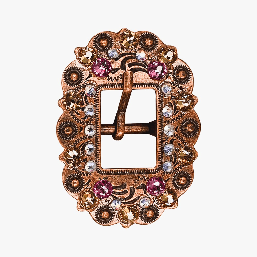 Pink AB &amp; Champagne Copper European Crystal Cart Buckle