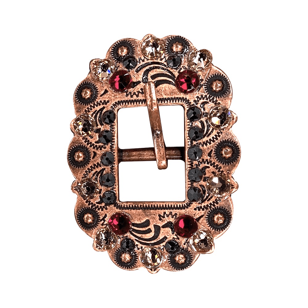 Ruby Jet &amp; Champagne Copper European Crystal Cart Buckle