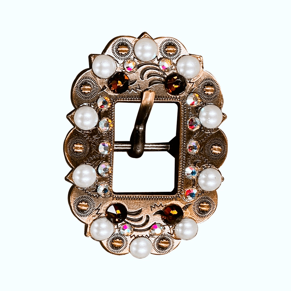 Topaz, AB &amp; Pearl Copper European Crystal Cart Buckle
