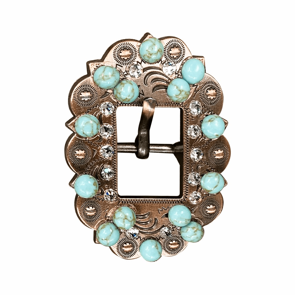 Fashion Turquoise &amp; Clear Copper European Crystal Cart Buckle