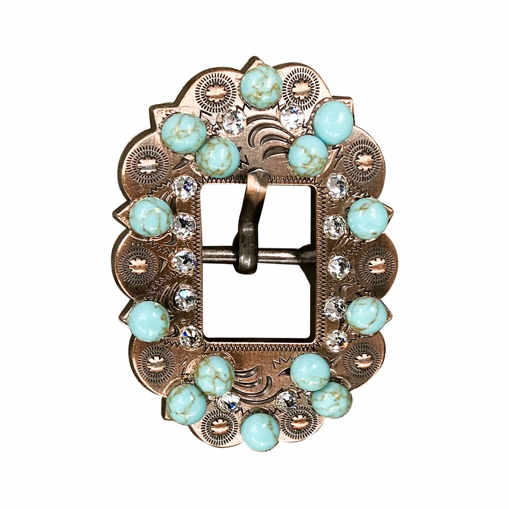 Copper Turquoise - Clear - Crystal Conchos Sizes from 1"- 3" and Buckles