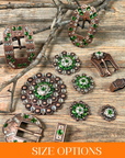 Copper Fern, Clear Crystal Conchos Sizes from 1"-3" and Buckles