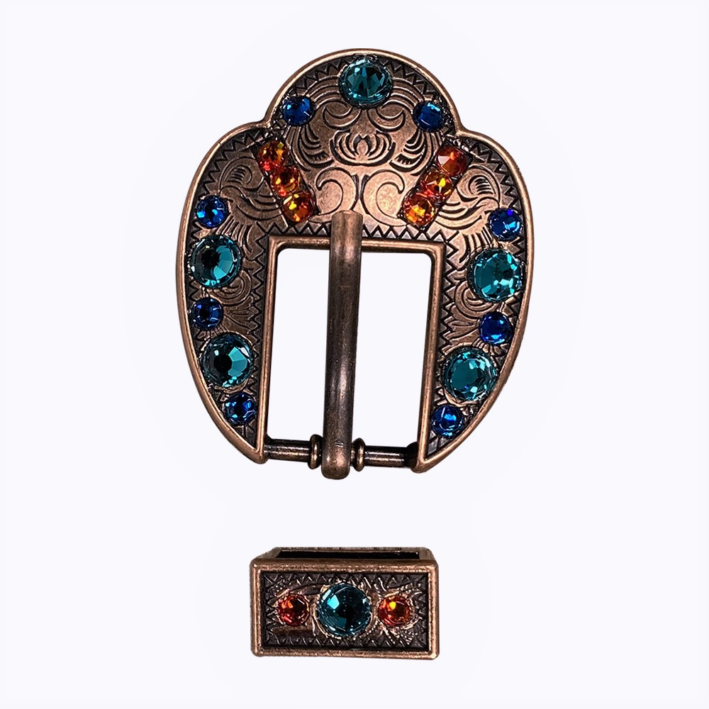 Copper Capri - Fire Opal - Teal - Crystal Conchos Sizes from 1"-3" and Buckles