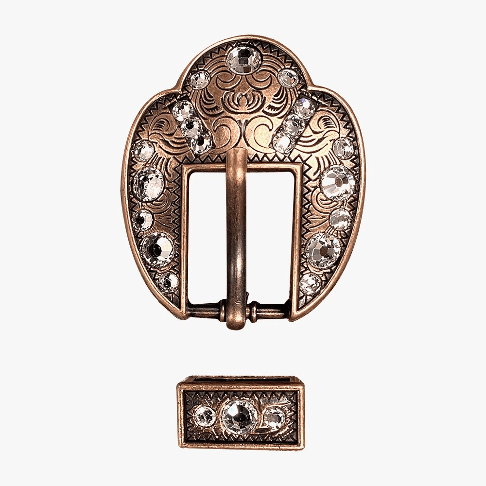 Clear Copper European Crystal Fancy Buckle