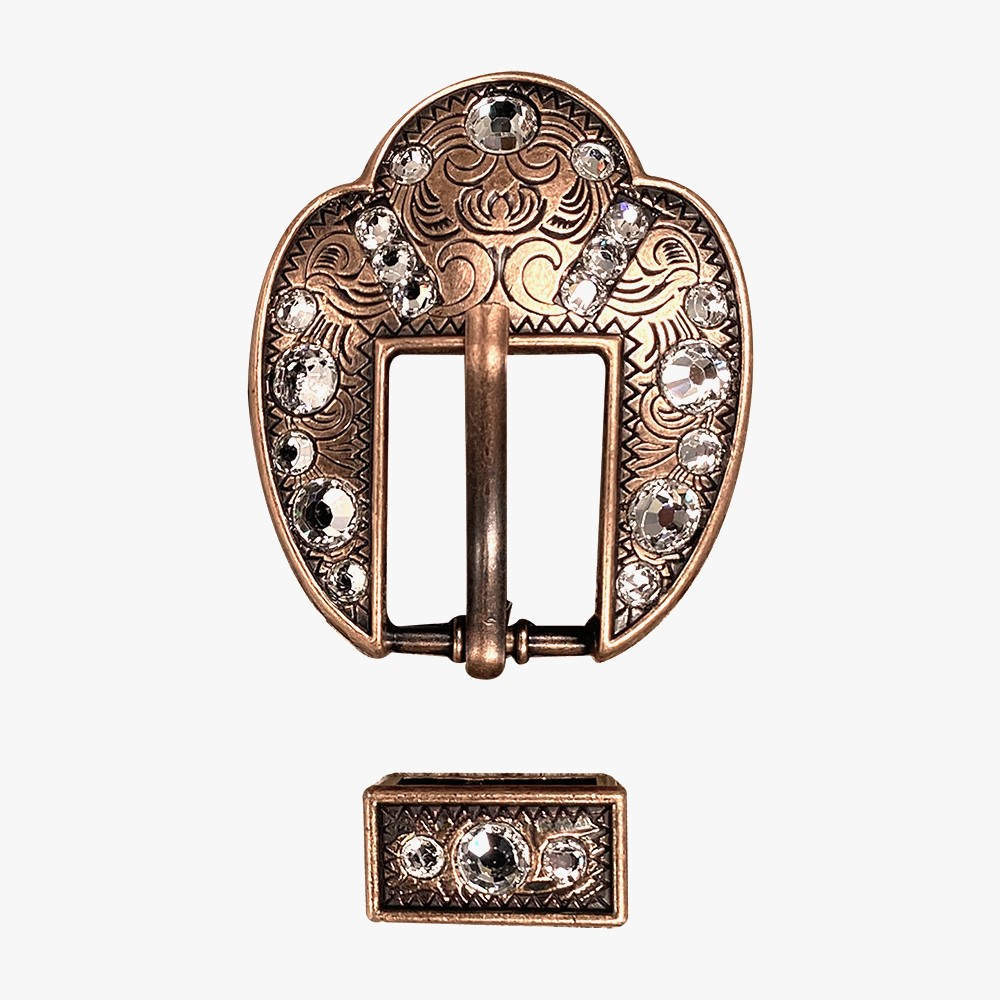 Copper Clear Crystal Conchos Sizes from 1"-3" and Buckles