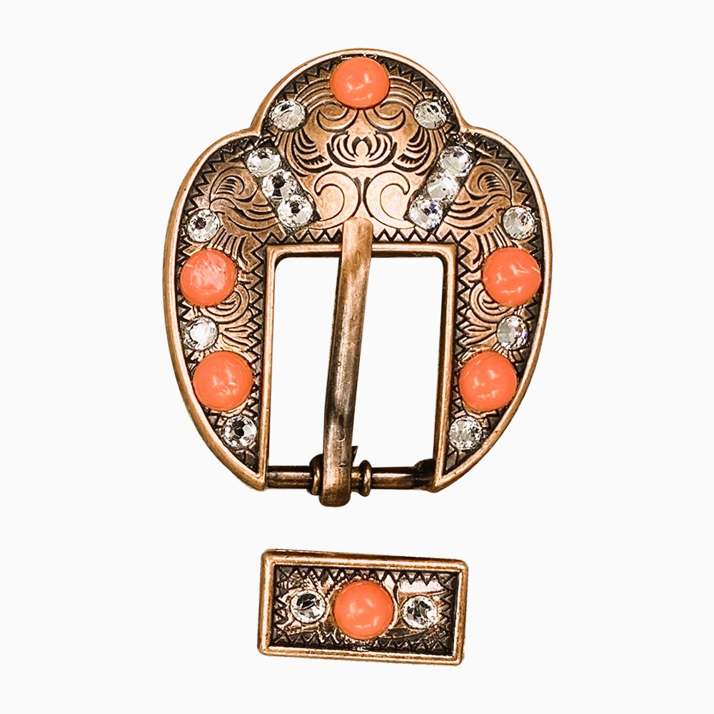 Copper Coral - Clear Crystal Conchos Sizes from 1"-3" and Buckles